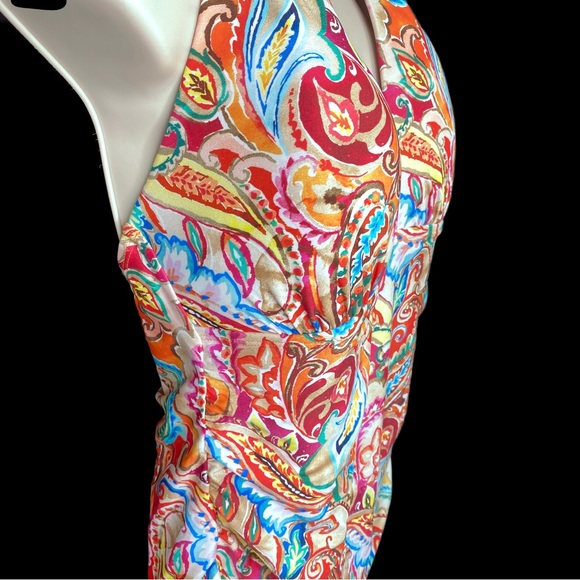Ralph Lauren Halter Style Paisley Dance Tankini Top Shirred size 16 - Picture 6 of 11